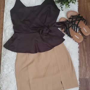 Delicate Black Peplum Blouse With Adjustable Straps Evening/Going Out Wear Sz L